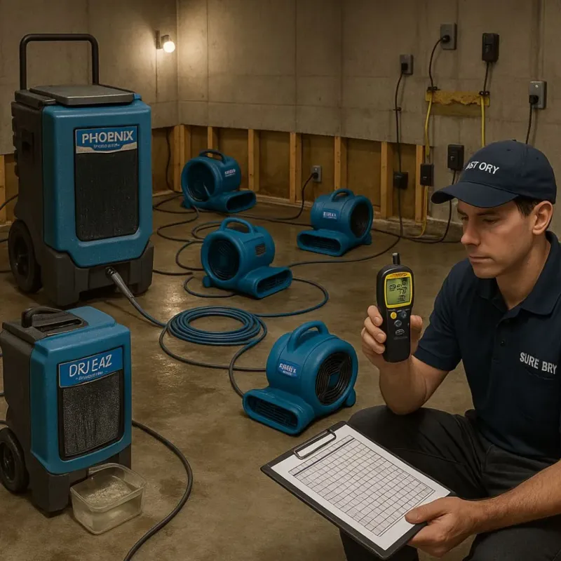 Structural Drying and Dehumidification process in Bliss Corner, MA